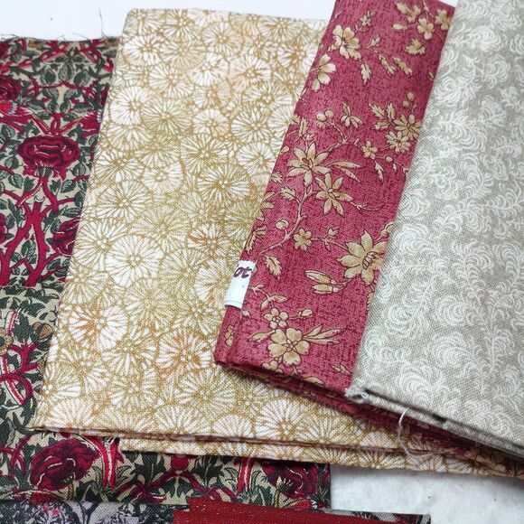 Vtg. Quilting Fabric Mix Lot Fat Quarters Craft 9pc Lot Cotton Fabric - Picture 6 of 8